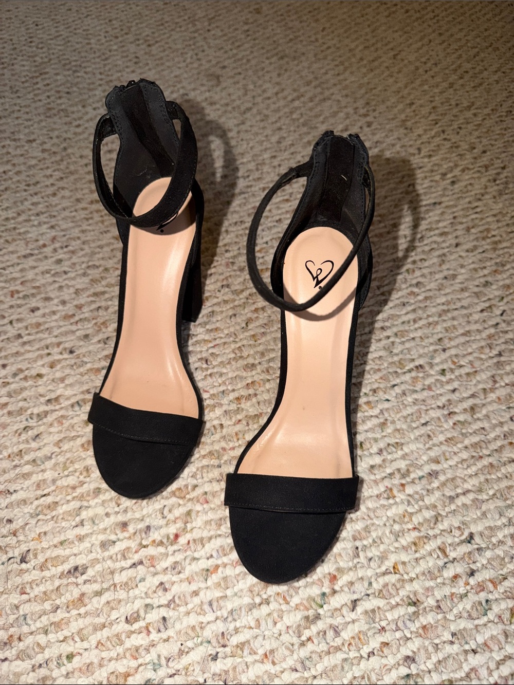 Windsor Black Ankle-Strap zipper heels